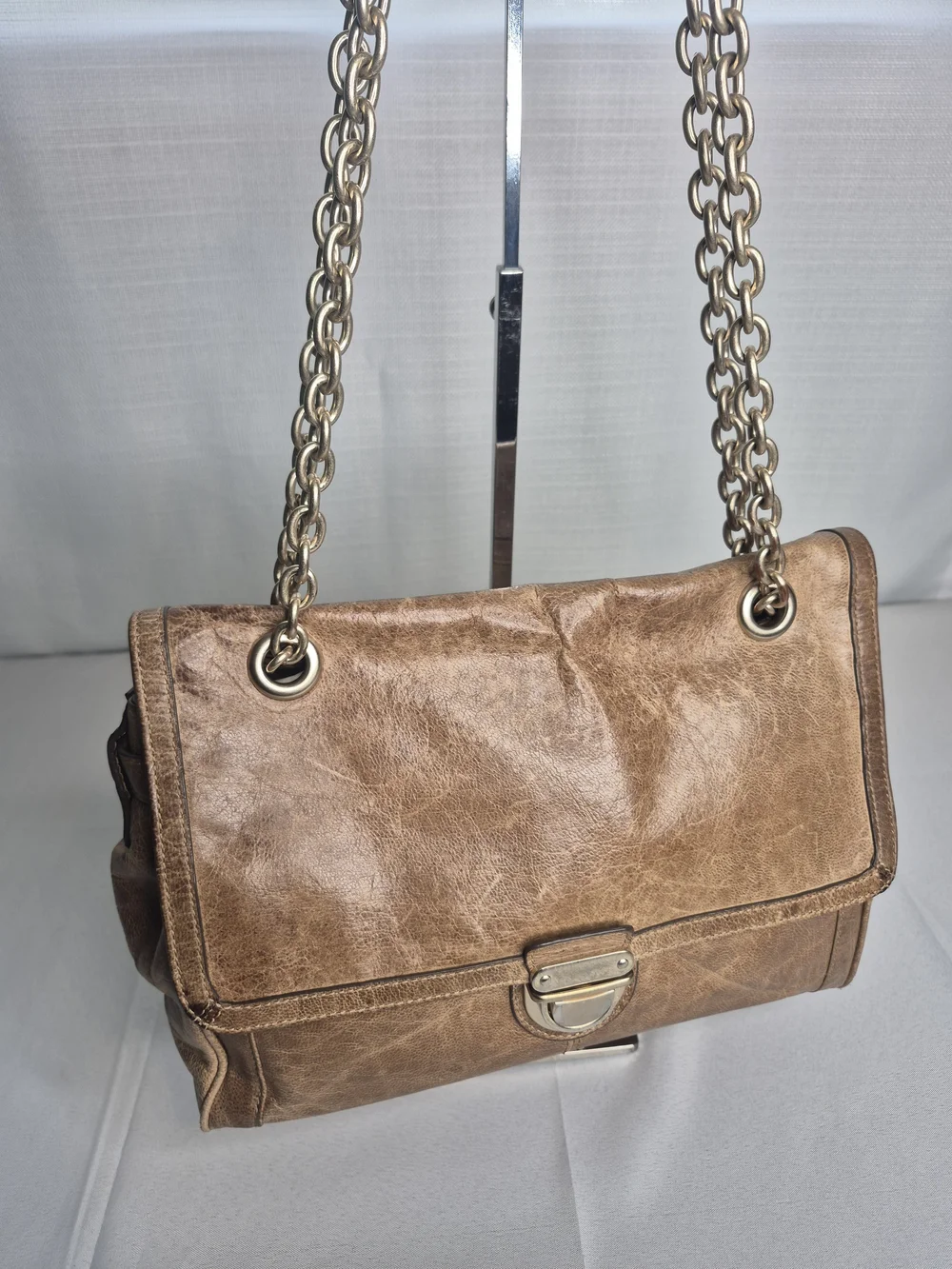 Banana Republic Vintage-Style Brown Leather Chain Shoulder Bag